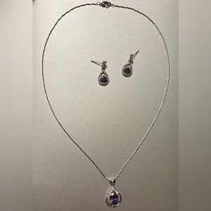 Lab Created Amethyst Necklace and Earring Set